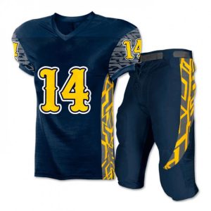 Blue and yellow custom American football jersey and pants – Crafpic Sports